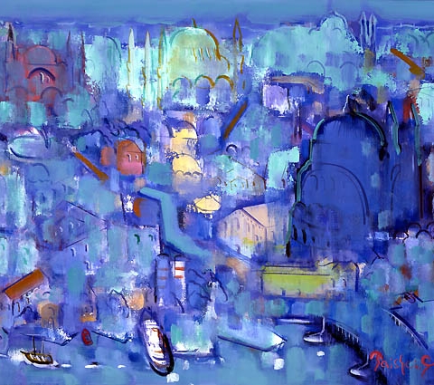 25) 蒼のイスタンブール (Blue Istanbul) 1990年　油彩　F20　ST001-P018